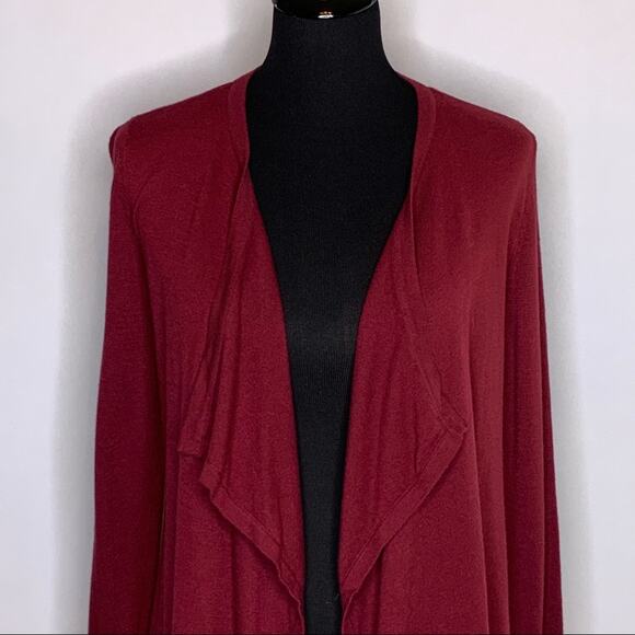 WHBM maroon open front waterfall bell sleeve cardigan size Extra Small XS - Picture 3 of 12